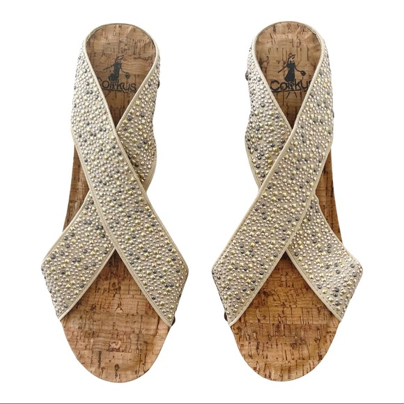 COPY - Corkys Sandals Summit Criss Cross Studed Elastic Cork Platform Open Toe … - Picture 5 of 9